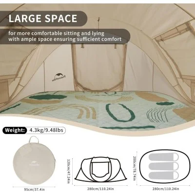 Naturehike 3-4 hand pop up automatic tent - Cream (280*200*120)